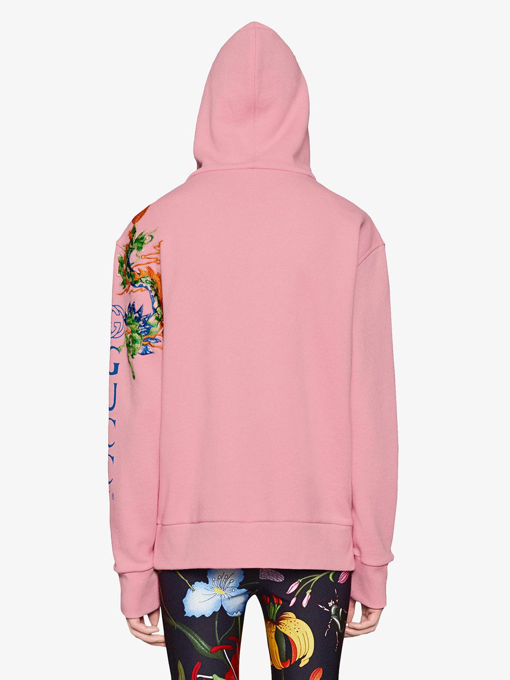 Sudadera con logo y dragón Gucci de Algodón de color Rosa para hombre | Lyst
