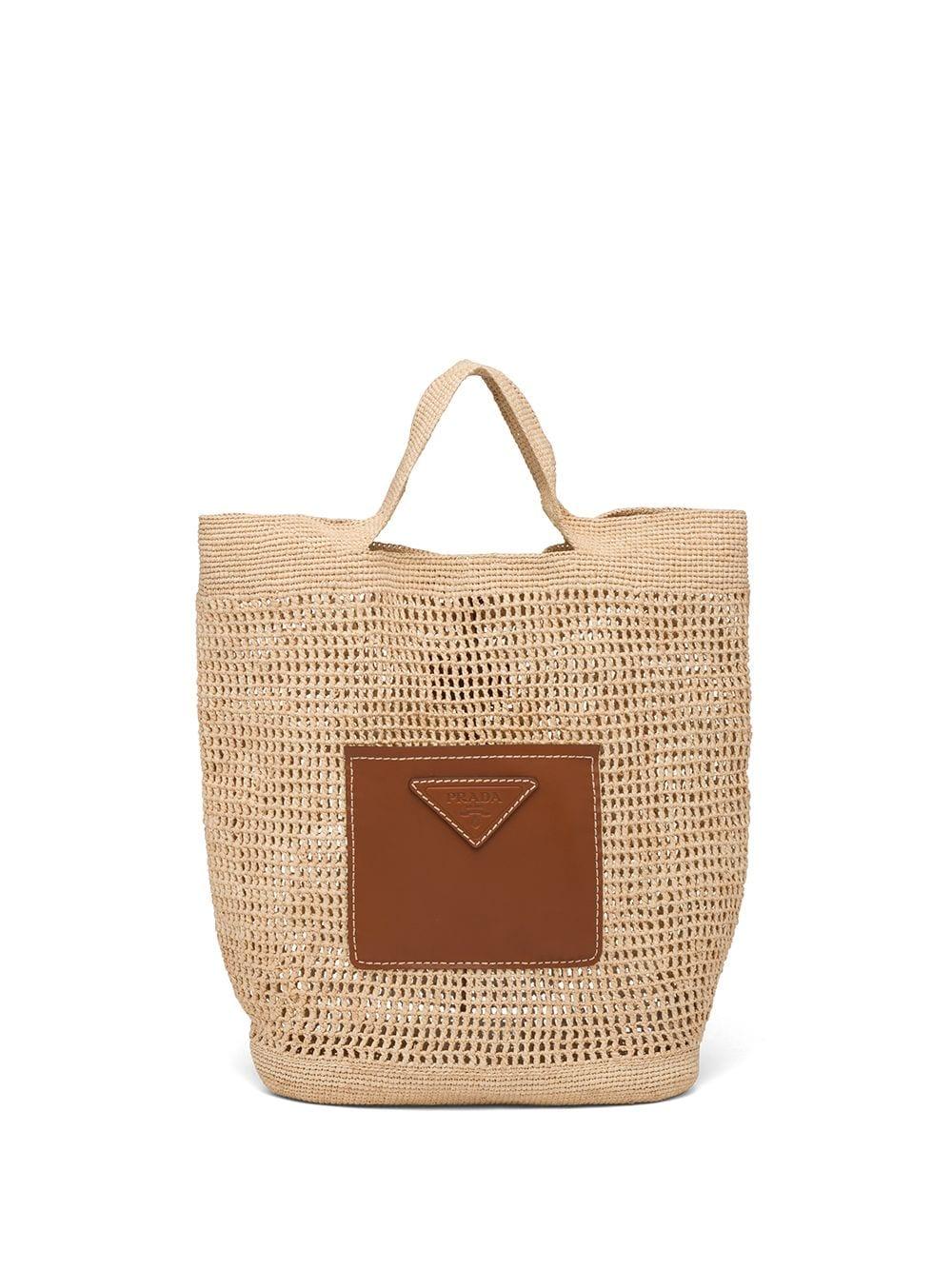 prada woven raffia tote