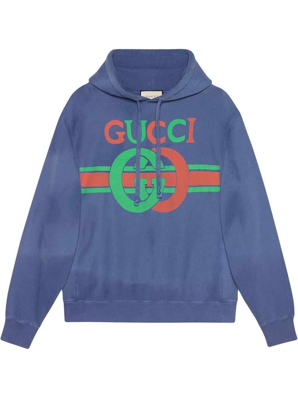 Gucci Sweatshirt With Interlocking G Print in Blue for Men | Lyst