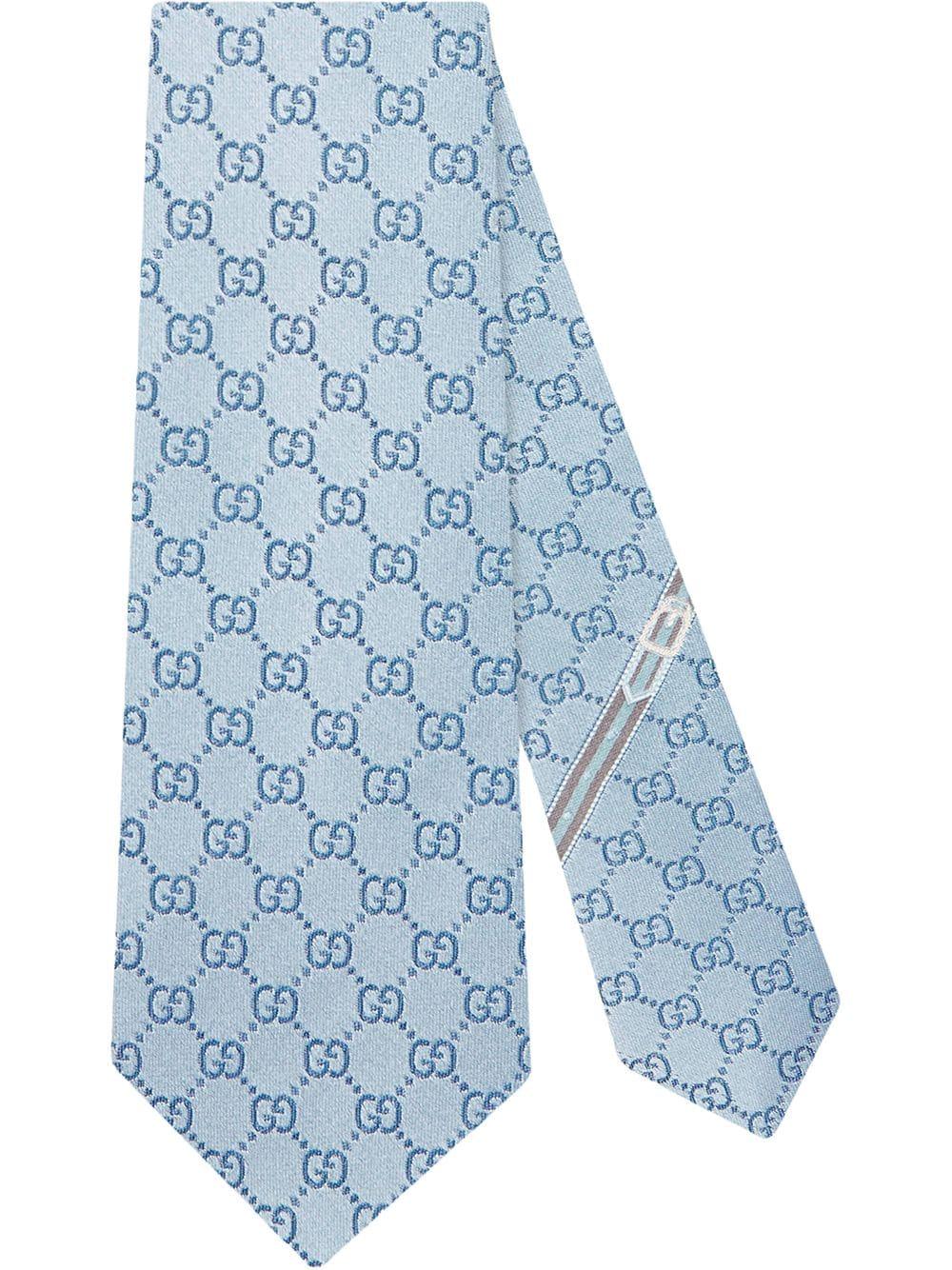 Gucci GG Pattern Silk Tie in Blue for Men | Lyst