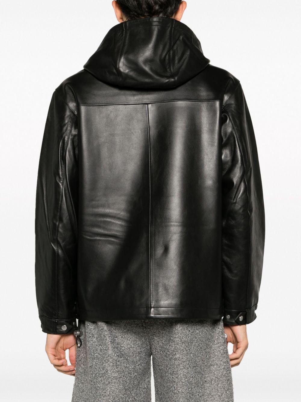 Sandro Hooded Leather Jacket in Black for Men Lyst UK