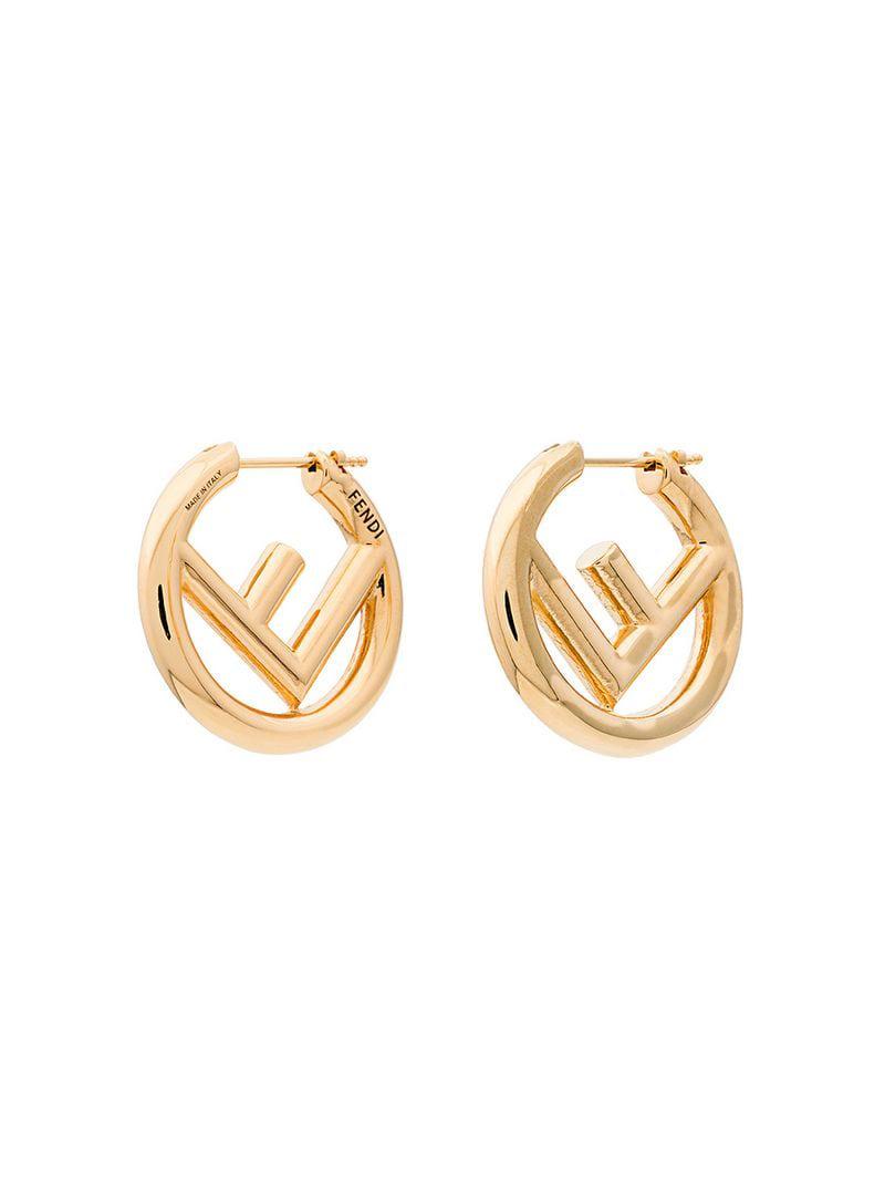 Fendi Metallic F Is Small Hoop Earrings