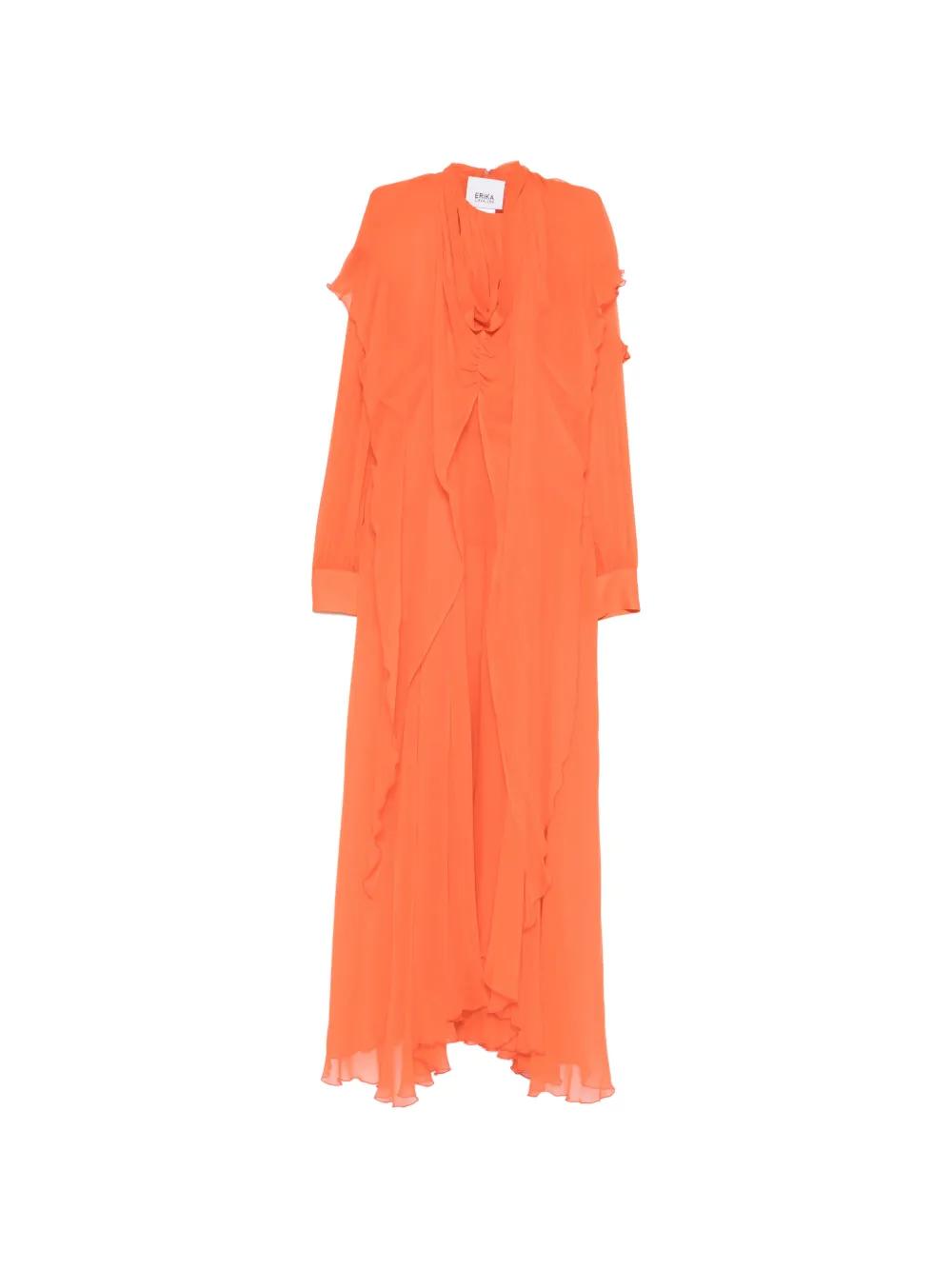 fitted lace wedding dress ORANGE LONG SLEEVE Midi Dress main image 1