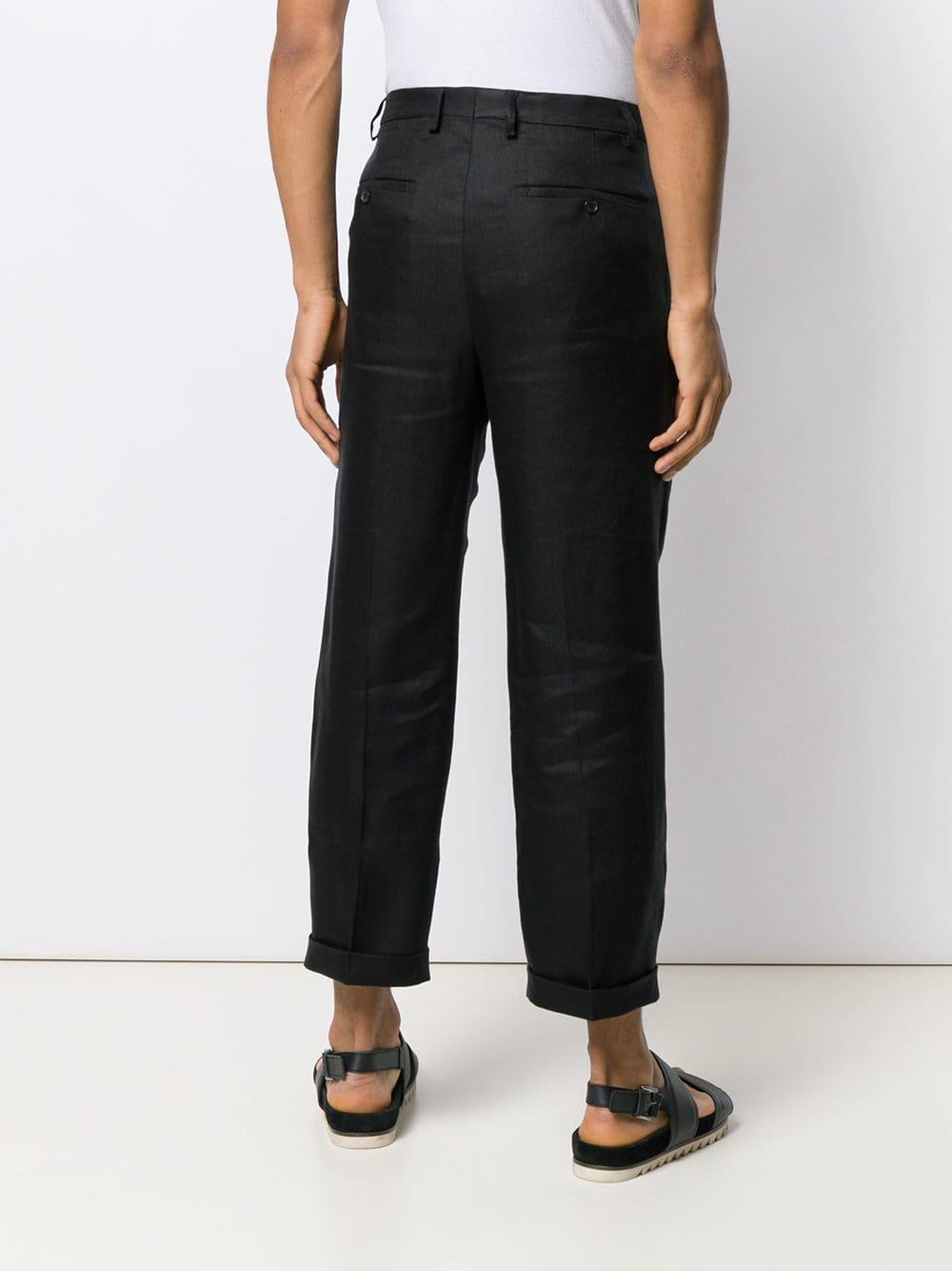 Jacquemus Linen Turn Up Trousers in Black for Men - Lyst