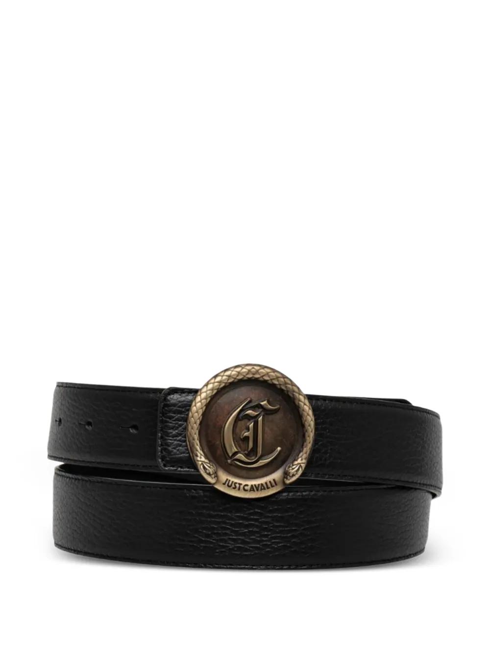 just cavalli スネーク ベルト ブラック Leather belt with snake buckle brand Just Cavalli