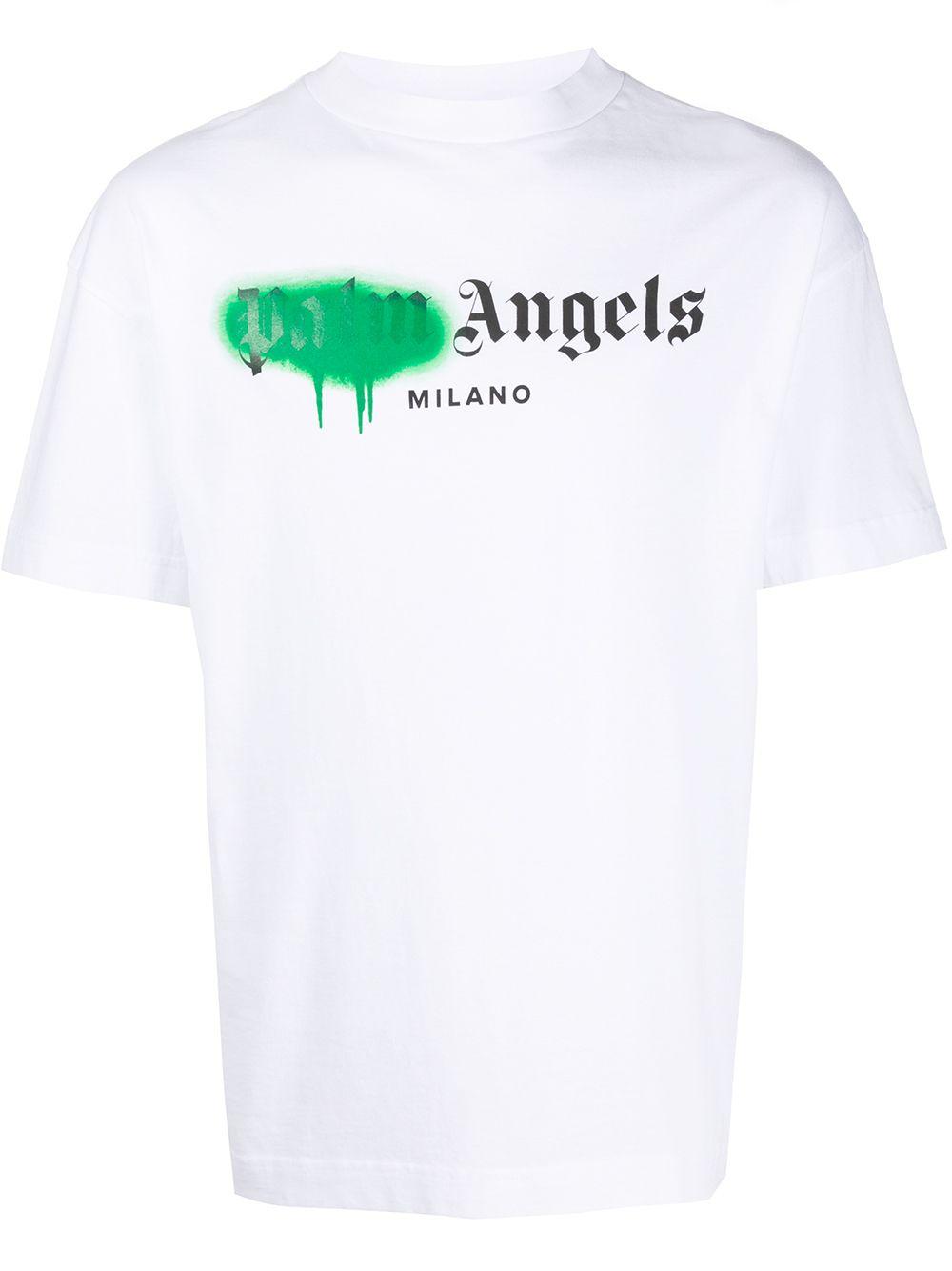 Palm Angels Spray Paint Print T-shirt in White for Men | Lyst