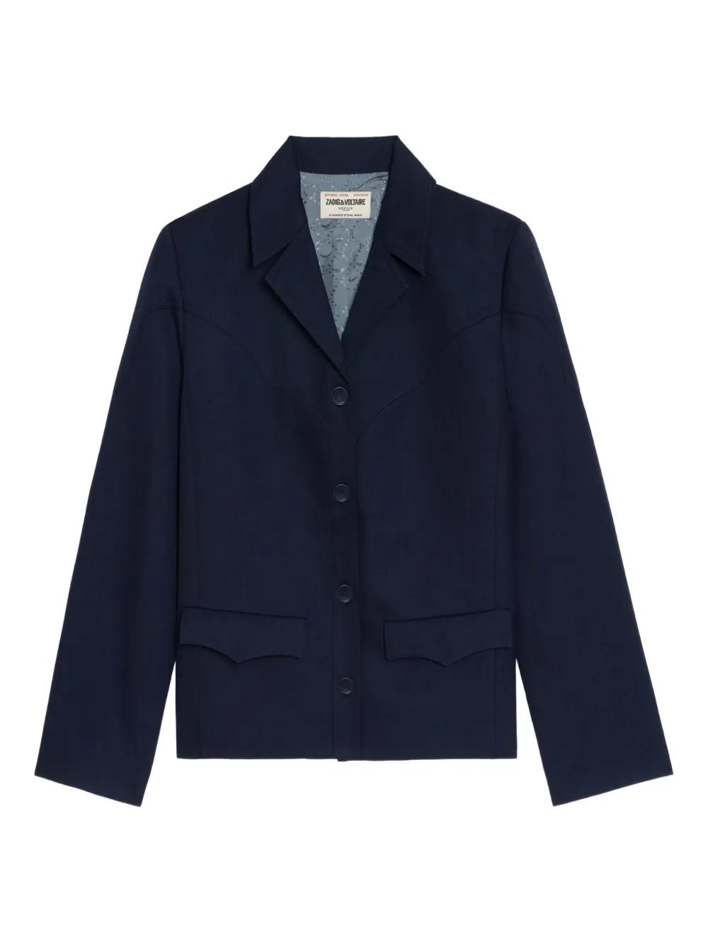 【zadig&voltaire deluxe】美品ノーカラームートンジャケット Zadig & Voltaire Denim Jacket, Size 40 FR