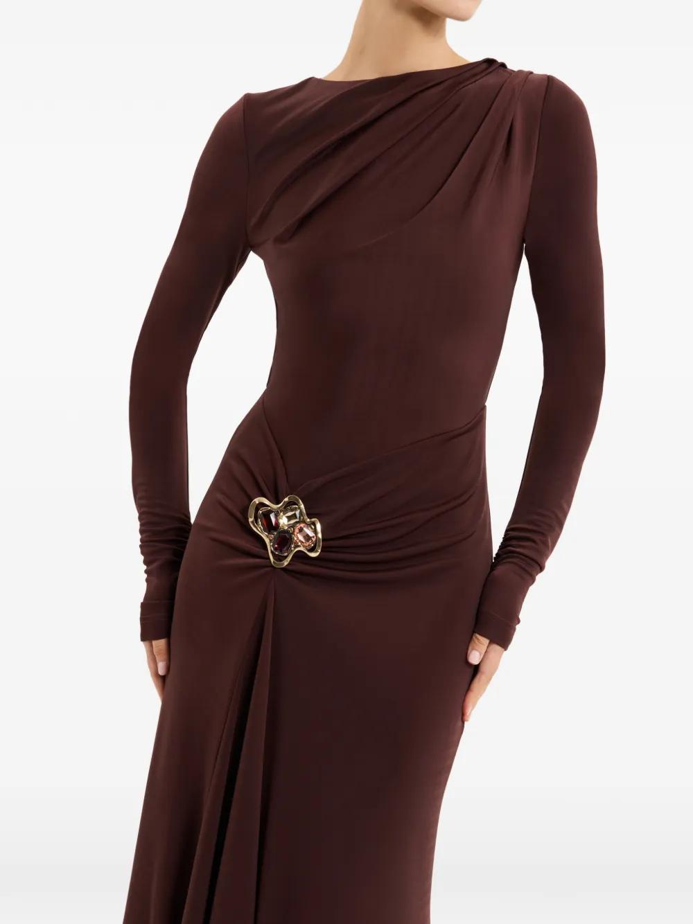 Designer Brown Long Sleeve Wedding Guest Dress for Women - Up to 61% off |  Lyst