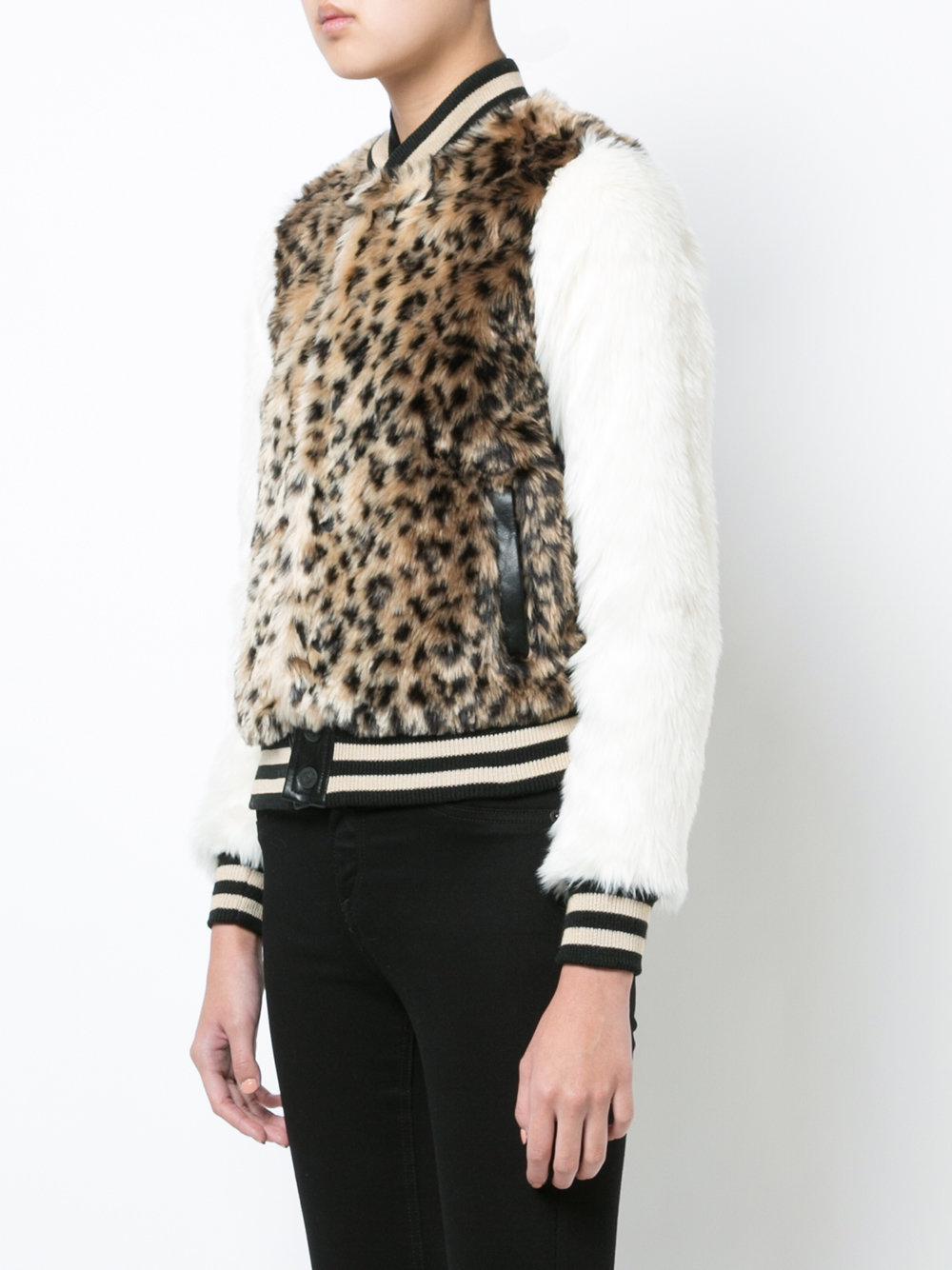 Leopard Print Fur Bomber Jacket | Lyst