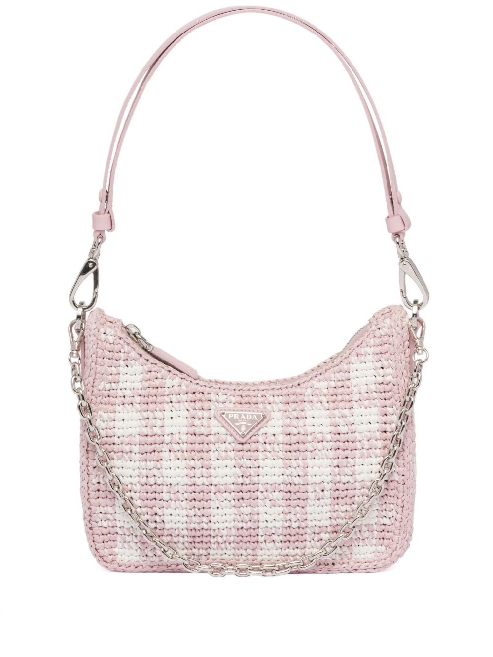 Prada Trianglelogo Raffia Mini Bag in Pink Lyst