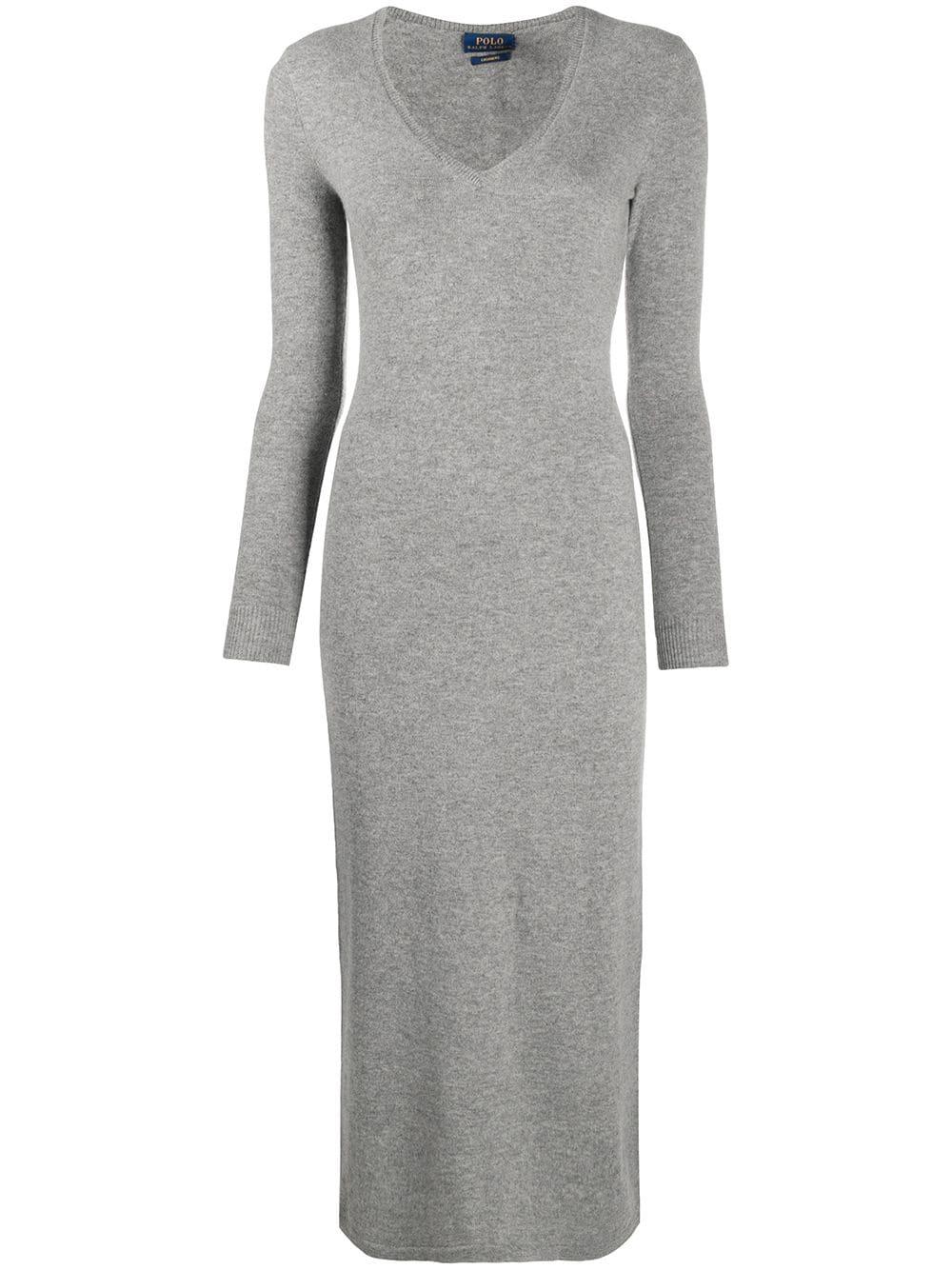 Polo Ralph Lauren V-neck Cashmere Dress in Grey (Grey) | Lyst Canada