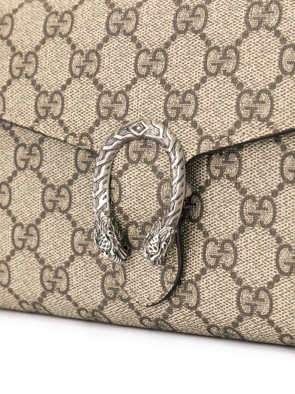 Gucci Dionysus GG Supreme Chain Wallet in Brown - Lyst