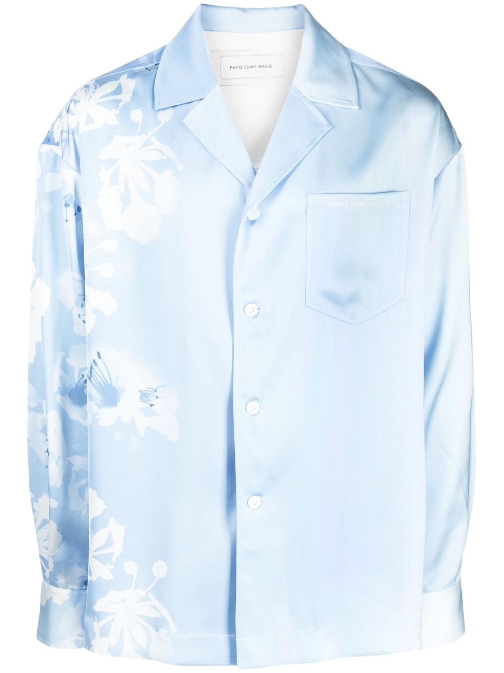 Feng Chen Wang Floral-print Long-sleeve Shirt in Blue for Men | Lyst