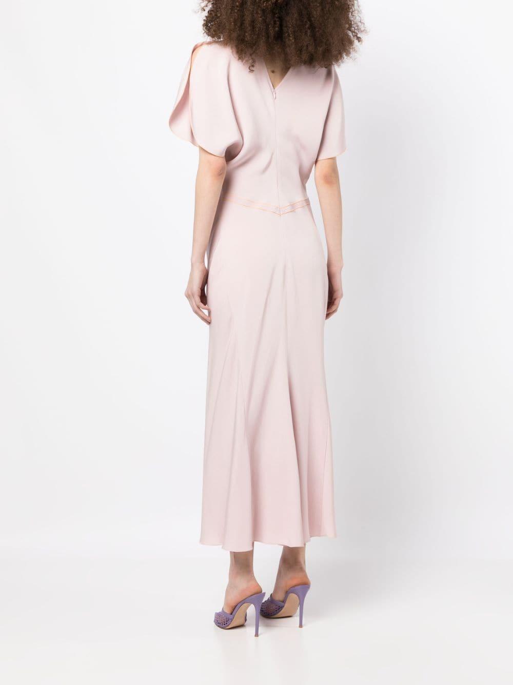Victoria Beckham Gathered Waist Midi Dress in Pink | Lyst