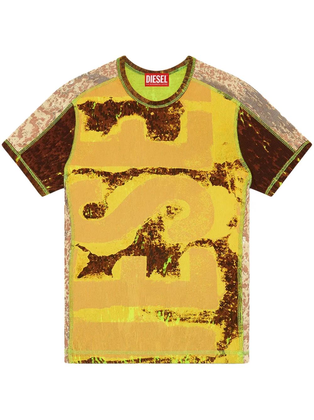 DIESEL T-Ele-Long-P5 T-Shirt in Yellow | Lyst UK