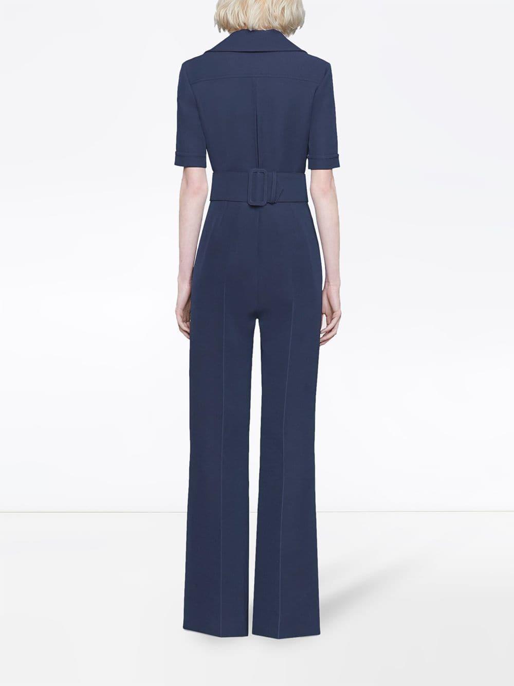 Gucci Woolsilk Belted Jumpsuit in Navy (Blue) Save 5 Lyst