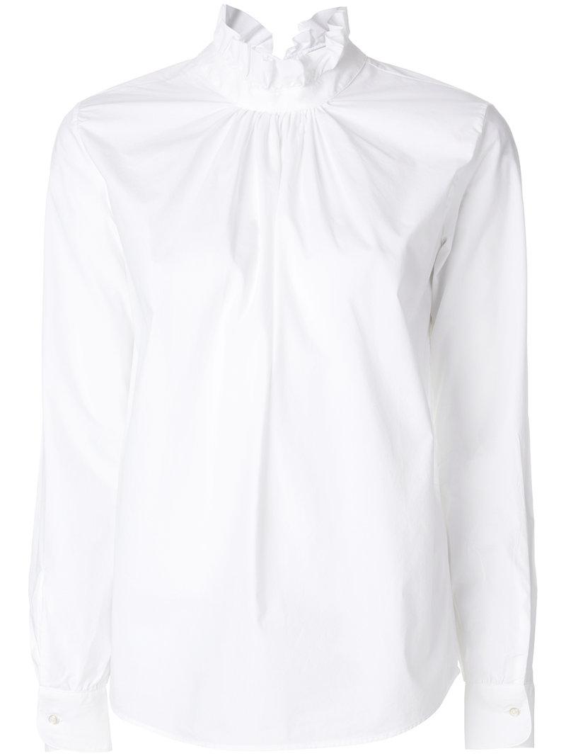 Officine Generale Cotton Pie Crust Collar Shirt in White Lyst
