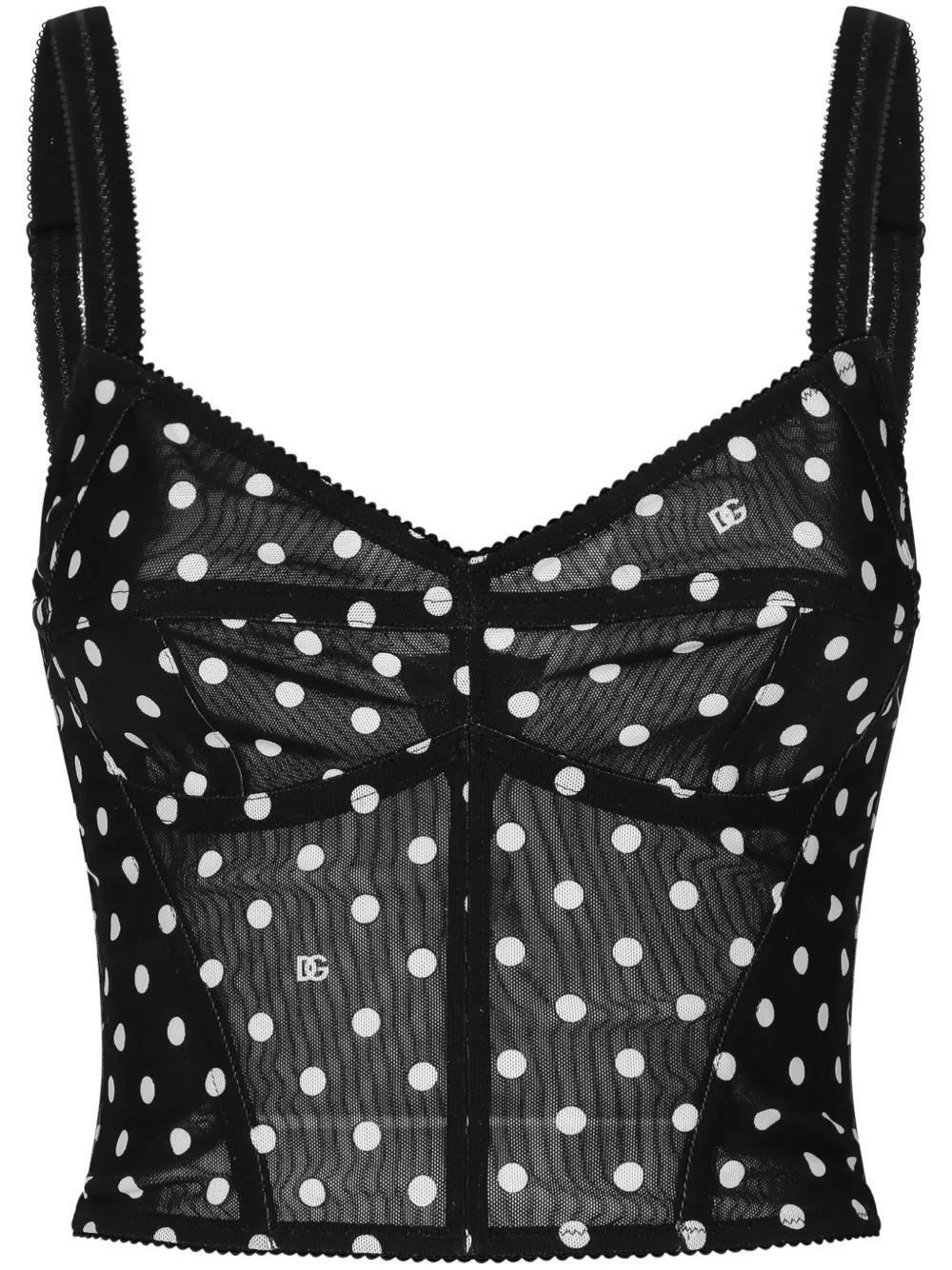 Dolce & Gabbana Polka-Dot Corset Top in Grey | Lyst UK