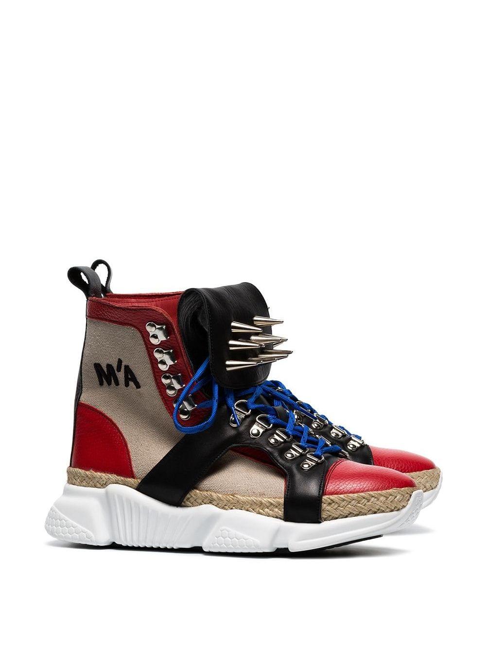 Download Marques'Almeida Leather Spike Embellished Canvas Hi Top ...