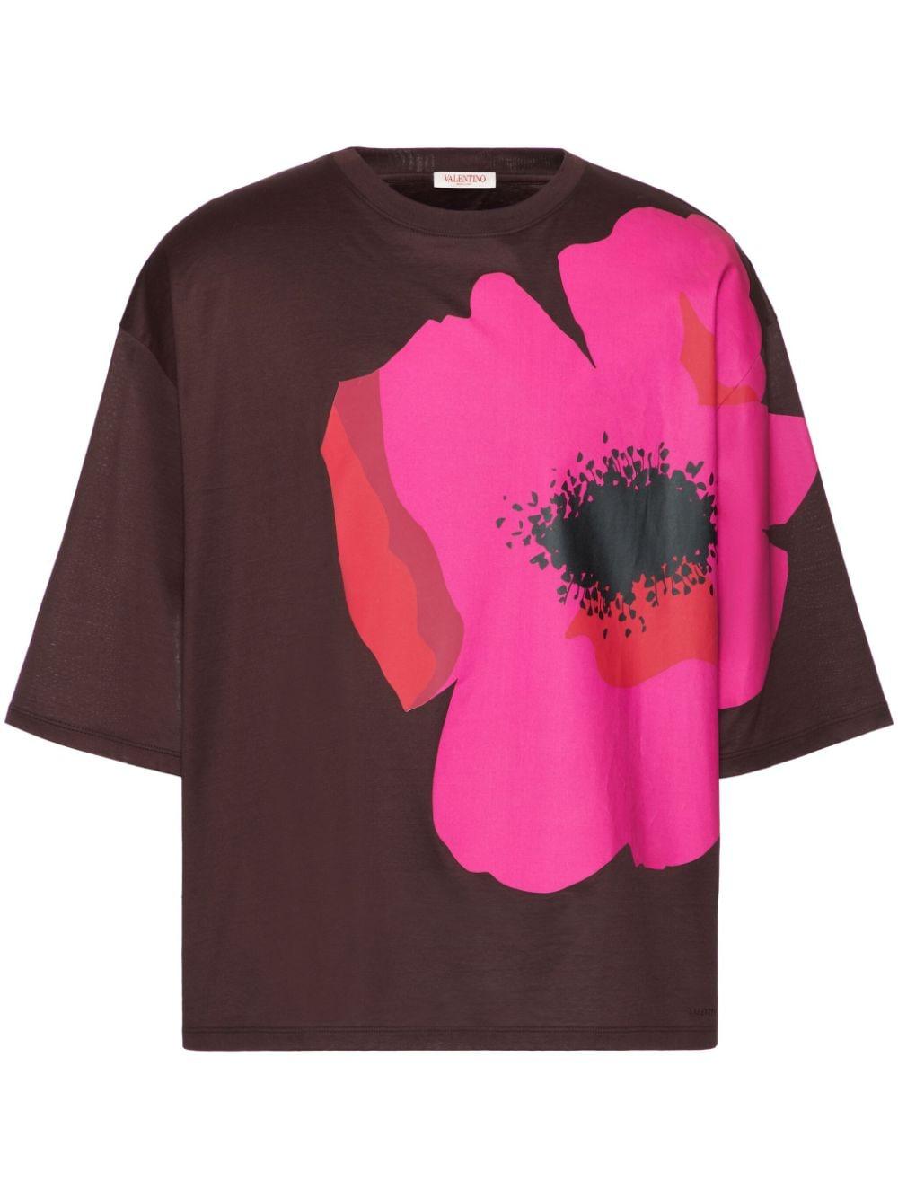 Valentino Garavani flower-appliqué bowling shirt - Pink