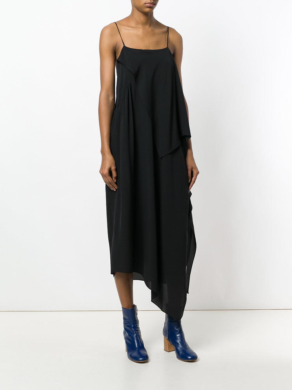 Christian Wijnants Silk Asymmetrical Hem Layered Dress in Black - Lyst