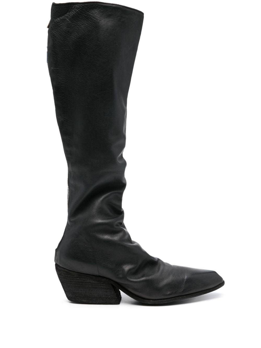 Guidi レディース ブラック レザーロングブーツ ブーツ Guidi レディース ブラック レザーロングブーツ ブーツ