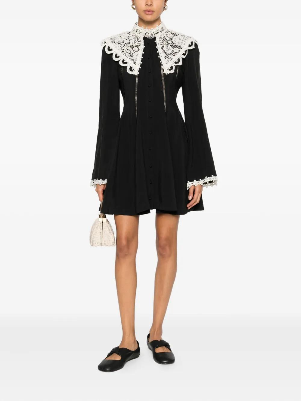 ALMAIS Apollonia Lace Collar Mini Dress in Black | Lyst