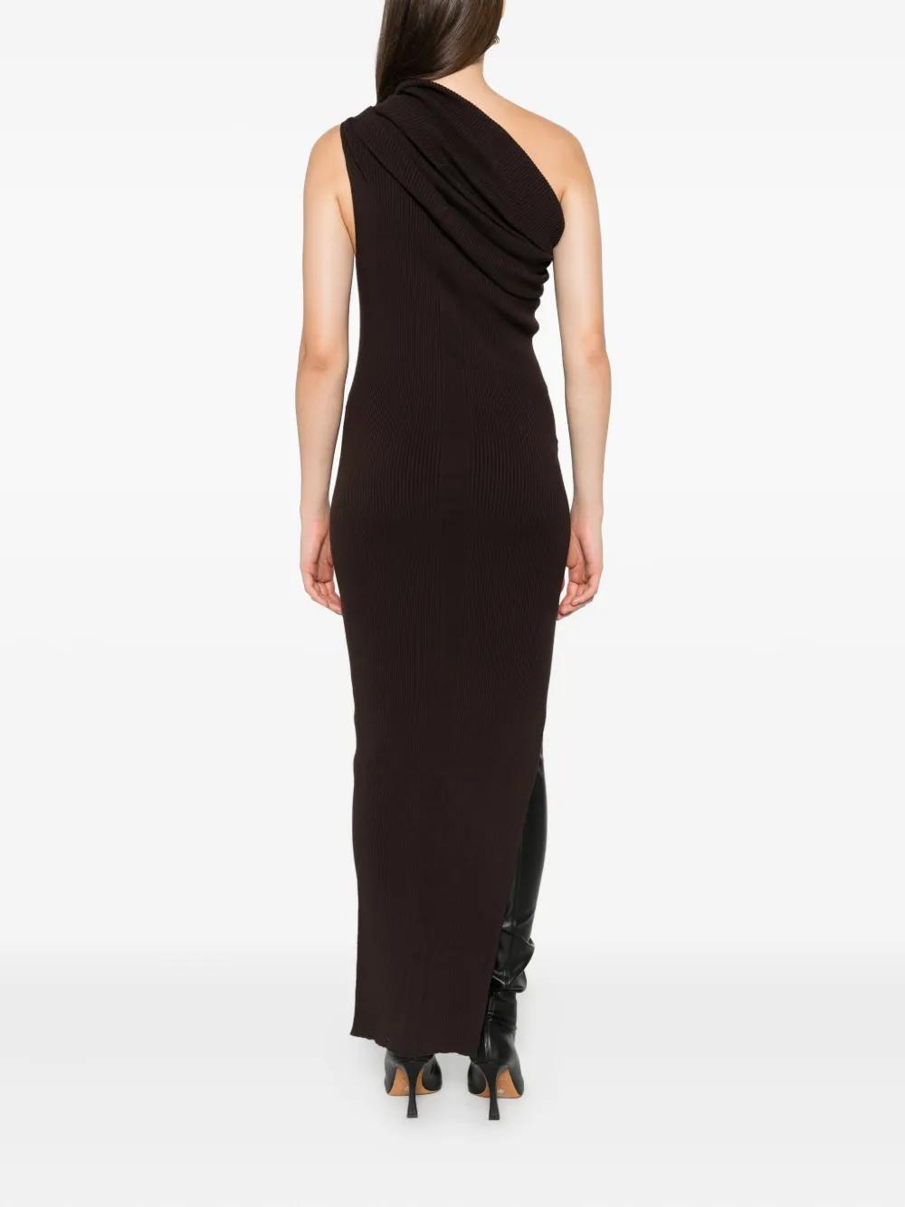 【RICK OWENS】ドレープ ワンショルダーマキシドレス ブラック Rick Owens ドレープ ワンショルダードレス | ブラック