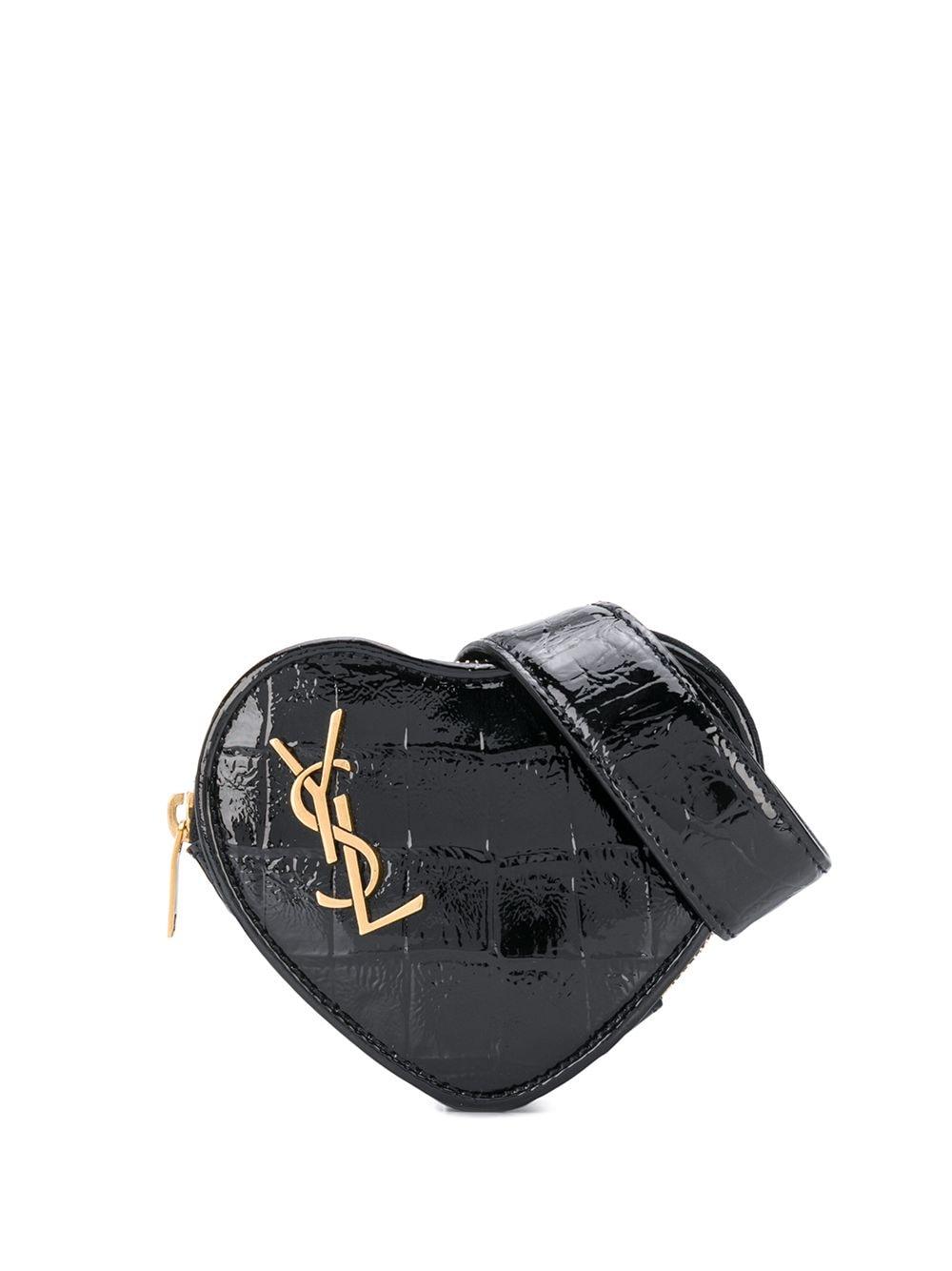 Saint Laurent Sac Coeur Monogram Heart Chain Bag in Blanc Vintage & Black