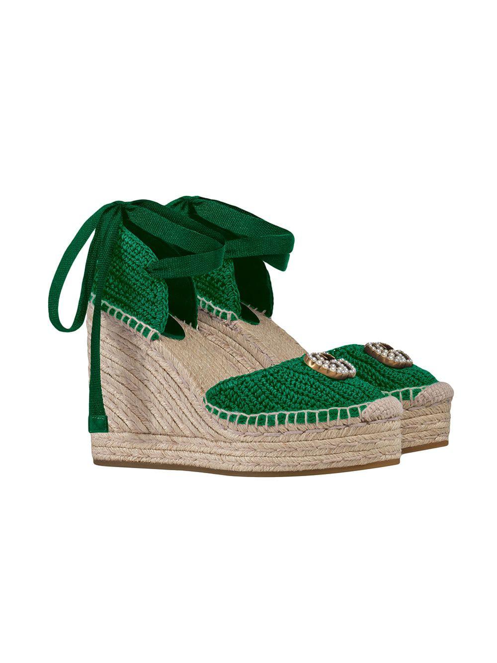 gucci crochet platform espadrille