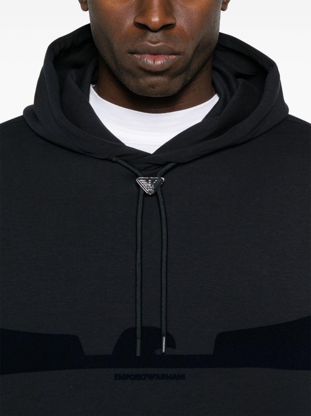 Emporio Armani Flocked Logo Hoodie in Blue for Men Lyst