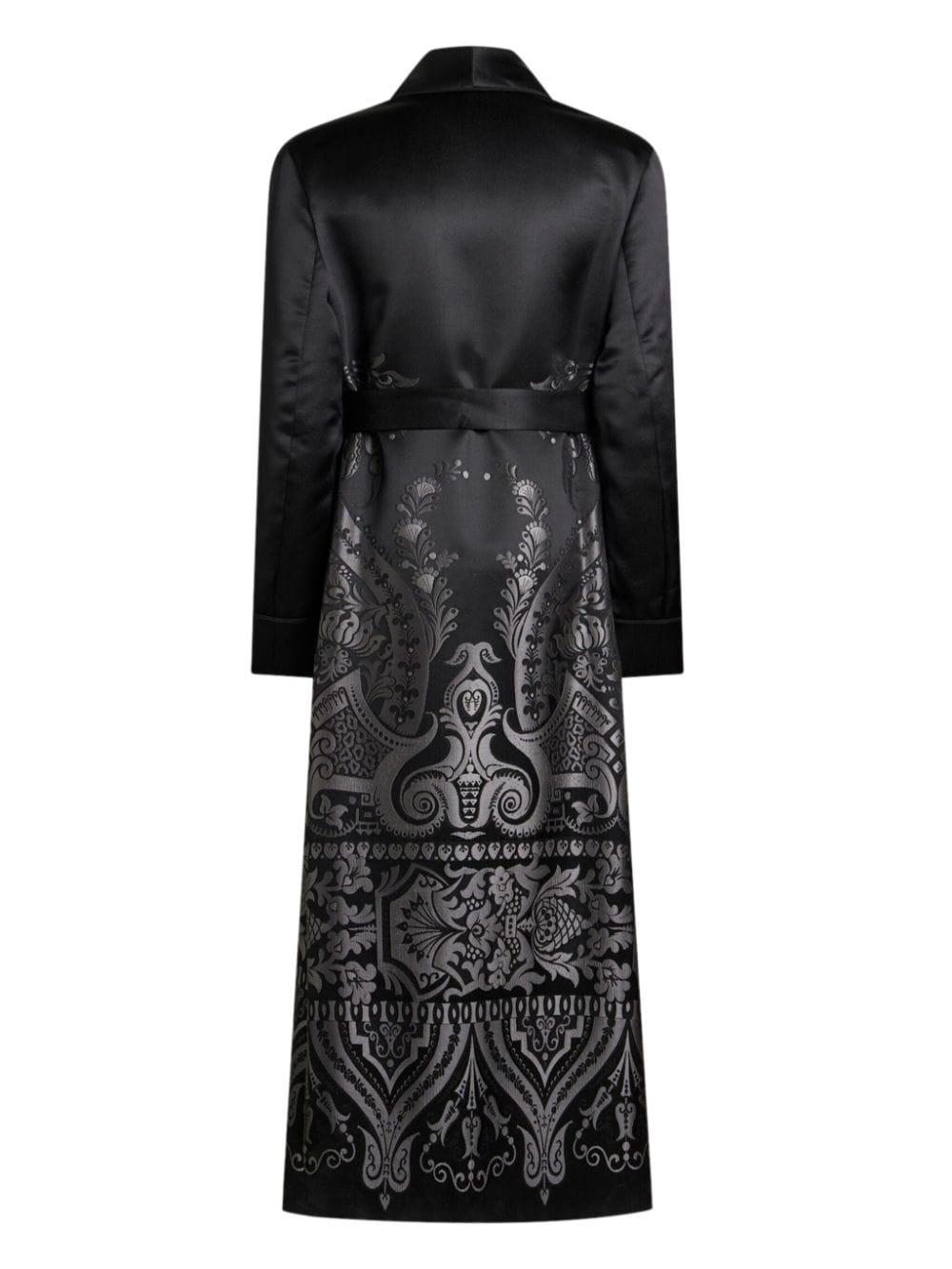 Black silk duster coat deals