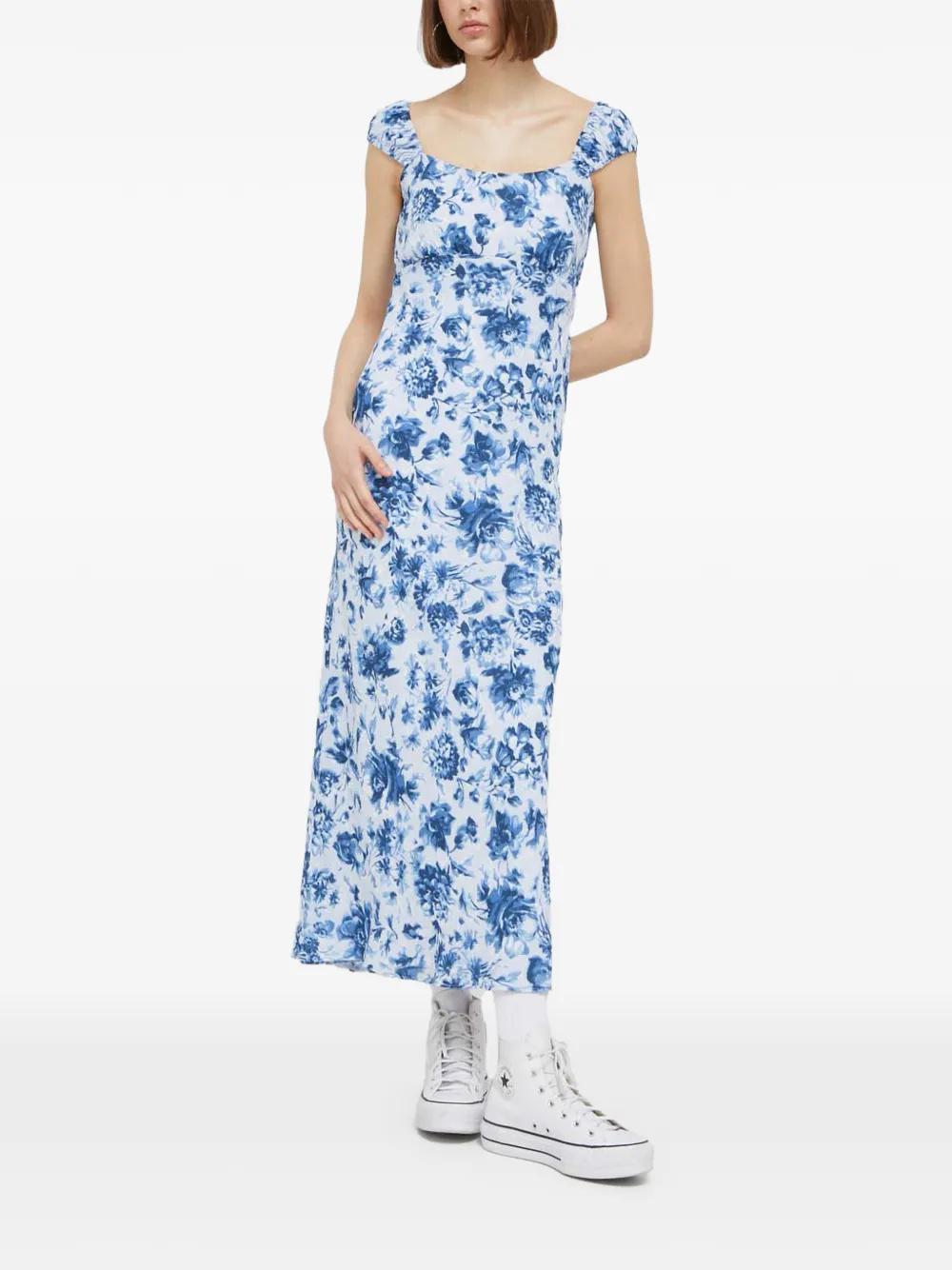 Abercrombie & Fitch Floral-Print Square-Neck Midi Dress in Blue | Lyst Abercrombie & Fitch Floral-Print Square-Neck Midi Dress in Blue | Lyst