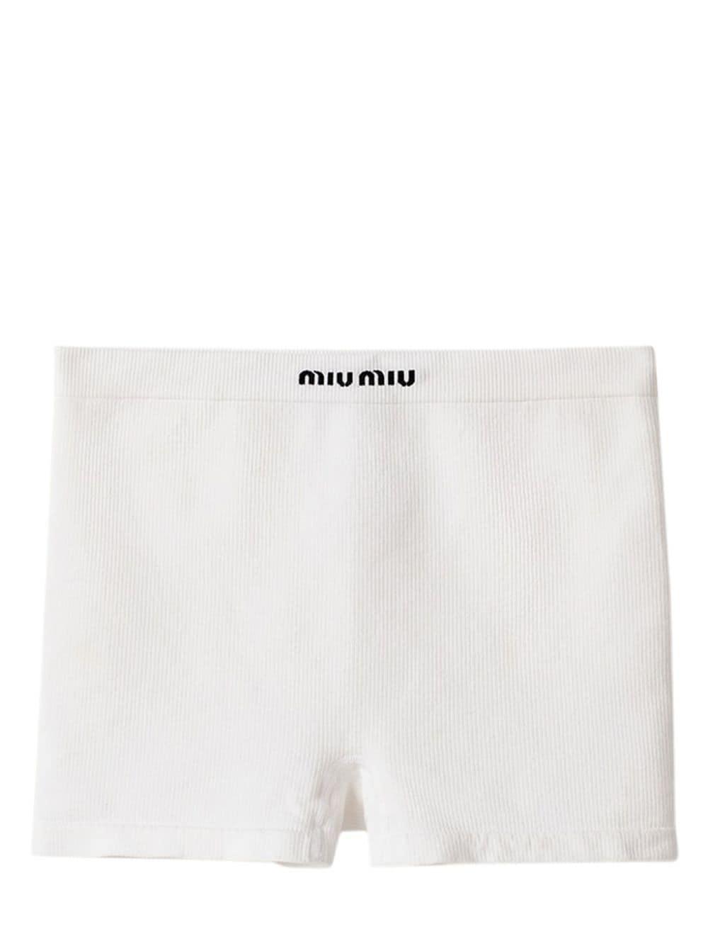 Miu Miu Seamless Ribbed Cotton Boxers in White