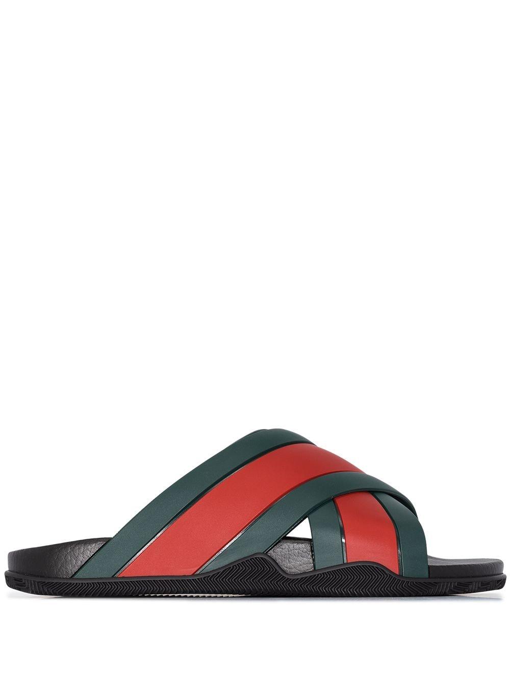 striped gucci slides