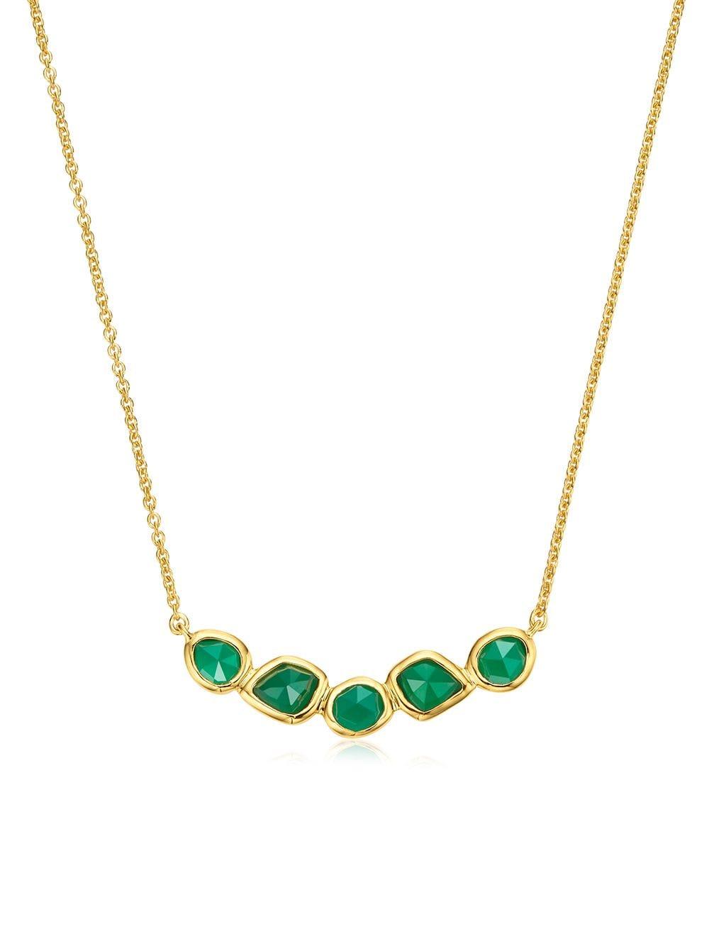 Monica Vinader Siren Mini Nugget Cluster Green Onyx Necklace in Gold ...
