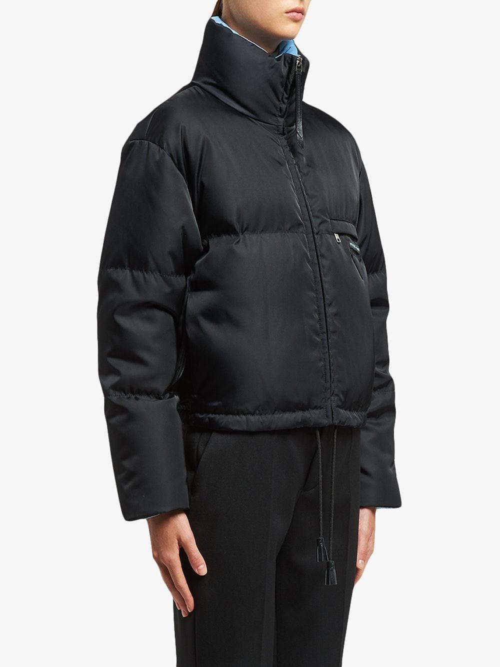 Prada Nylon Cropped Puffer Jacket in Black | Lyst Canada