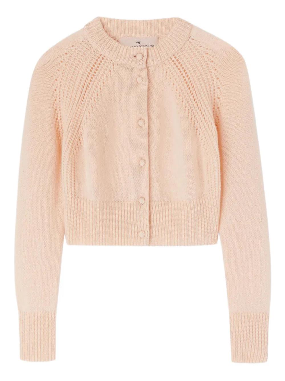 Ermanno Scervino カーディガン　L Ermanno Scervino アーガイル カシミアカーディガン | ブラック