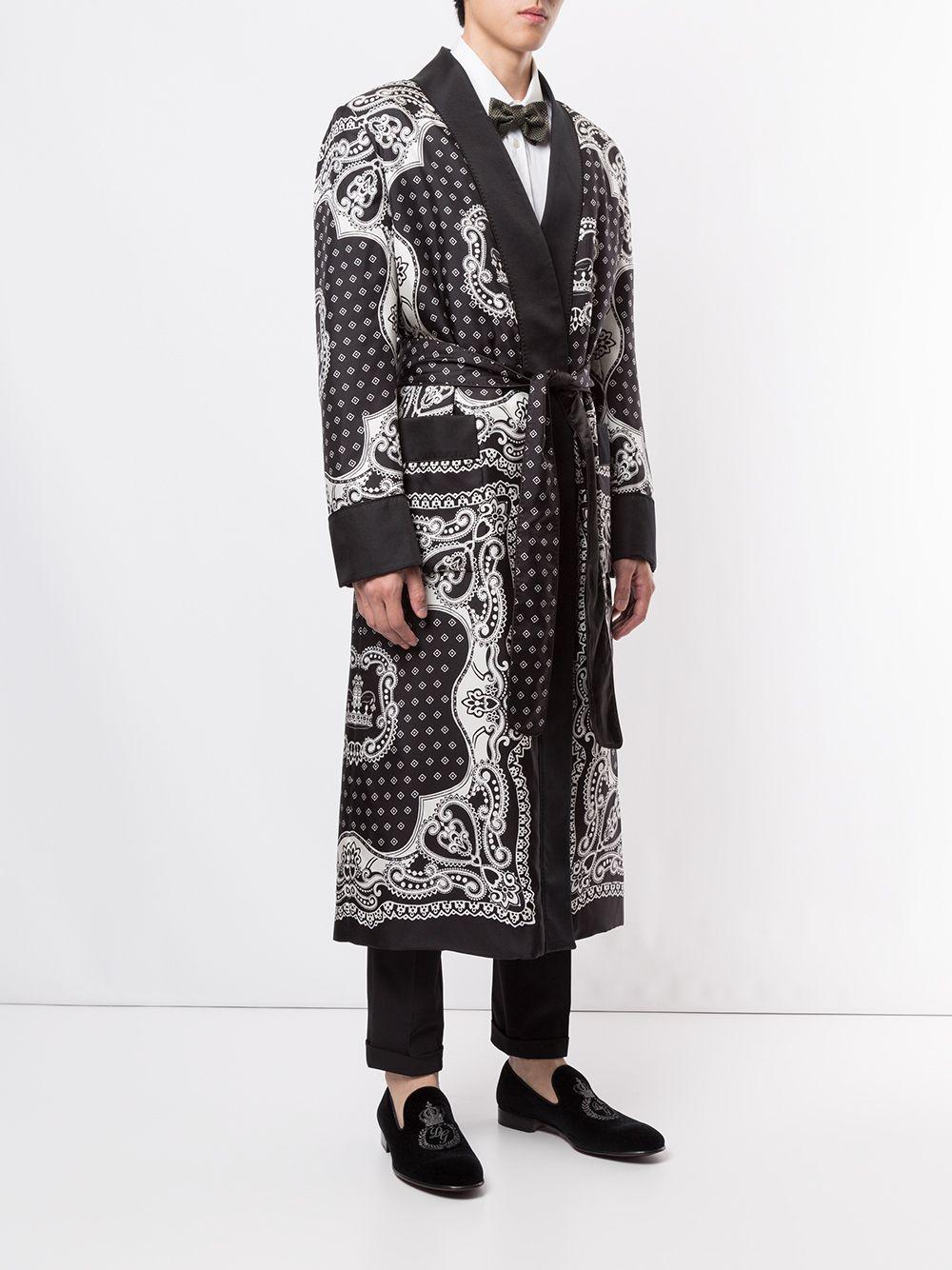 Dolce & Gabbana Silk Bandana Print Robe in Black for Men | Lyst