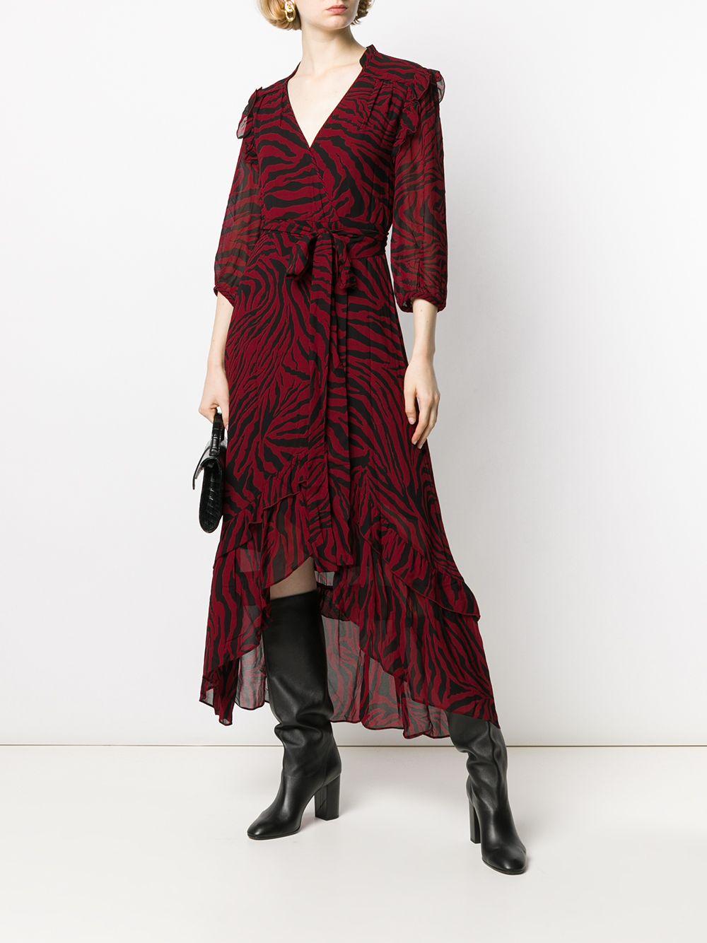 Ba\u0026sh Zebra Print Wrap Dress in Red | Lyst