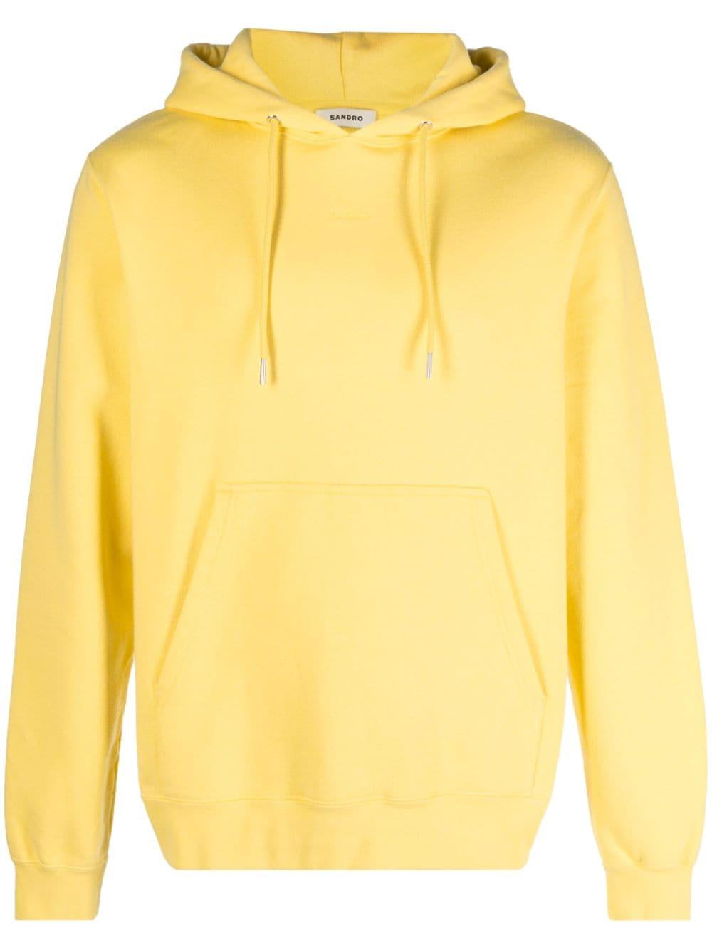 Sandro Logo embroidered Cotton Hoodie in Yellow for Men Lyst