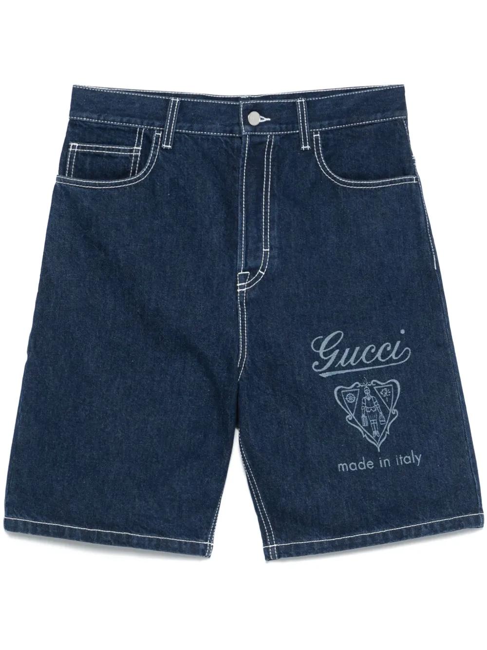 GUCCI デニムハーフパンツ gucci-blue-Lasered-Denim-