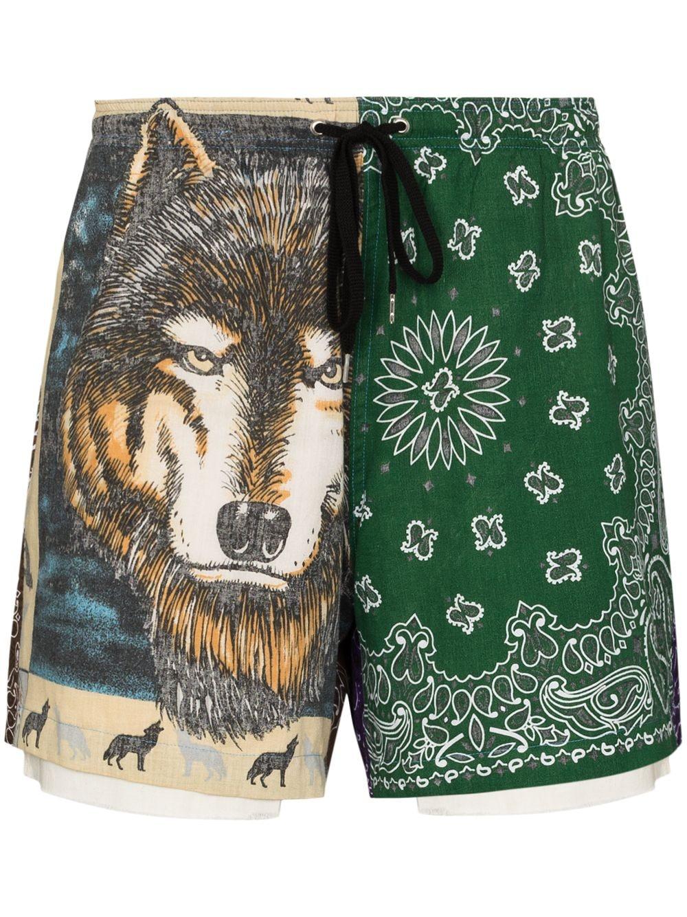 Children of the discordance Bandanapattern Asymmetric Track Shorts in