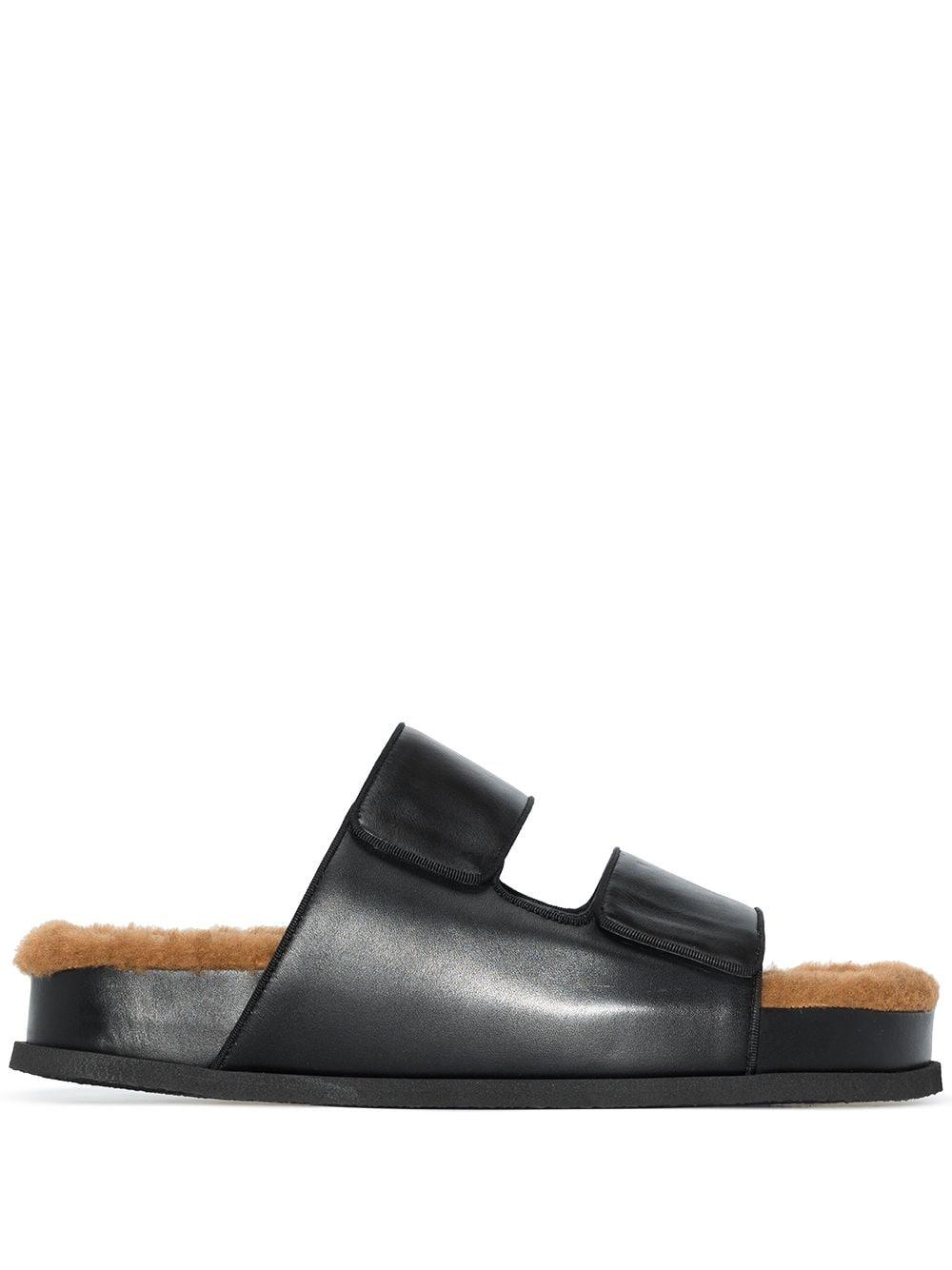 neous dombai shearling lined leather slides