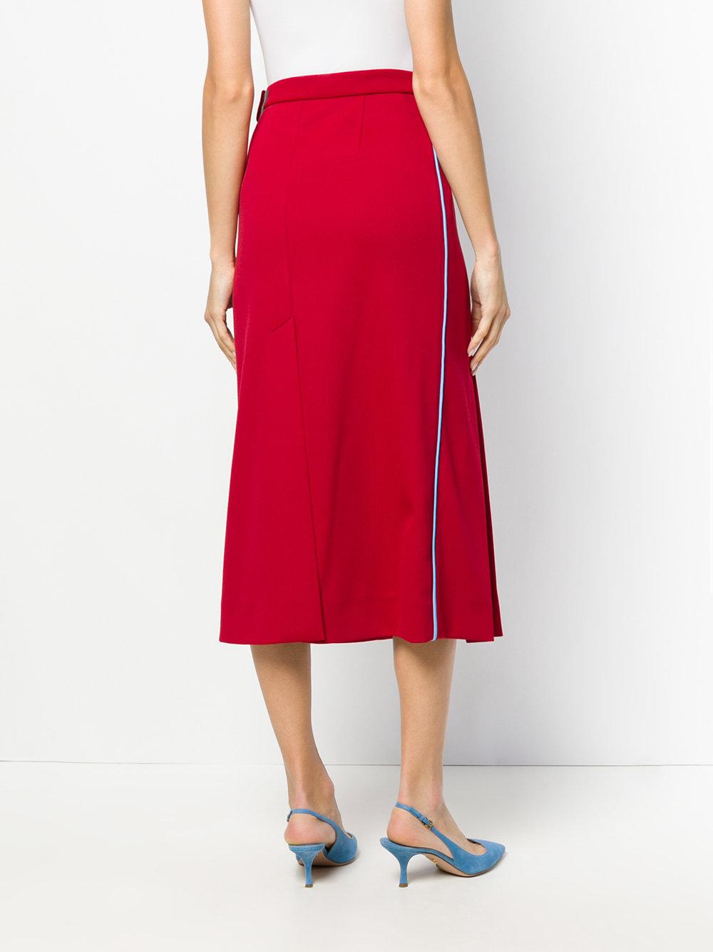 Prada Logo Badge Skirt in Red - Lyst