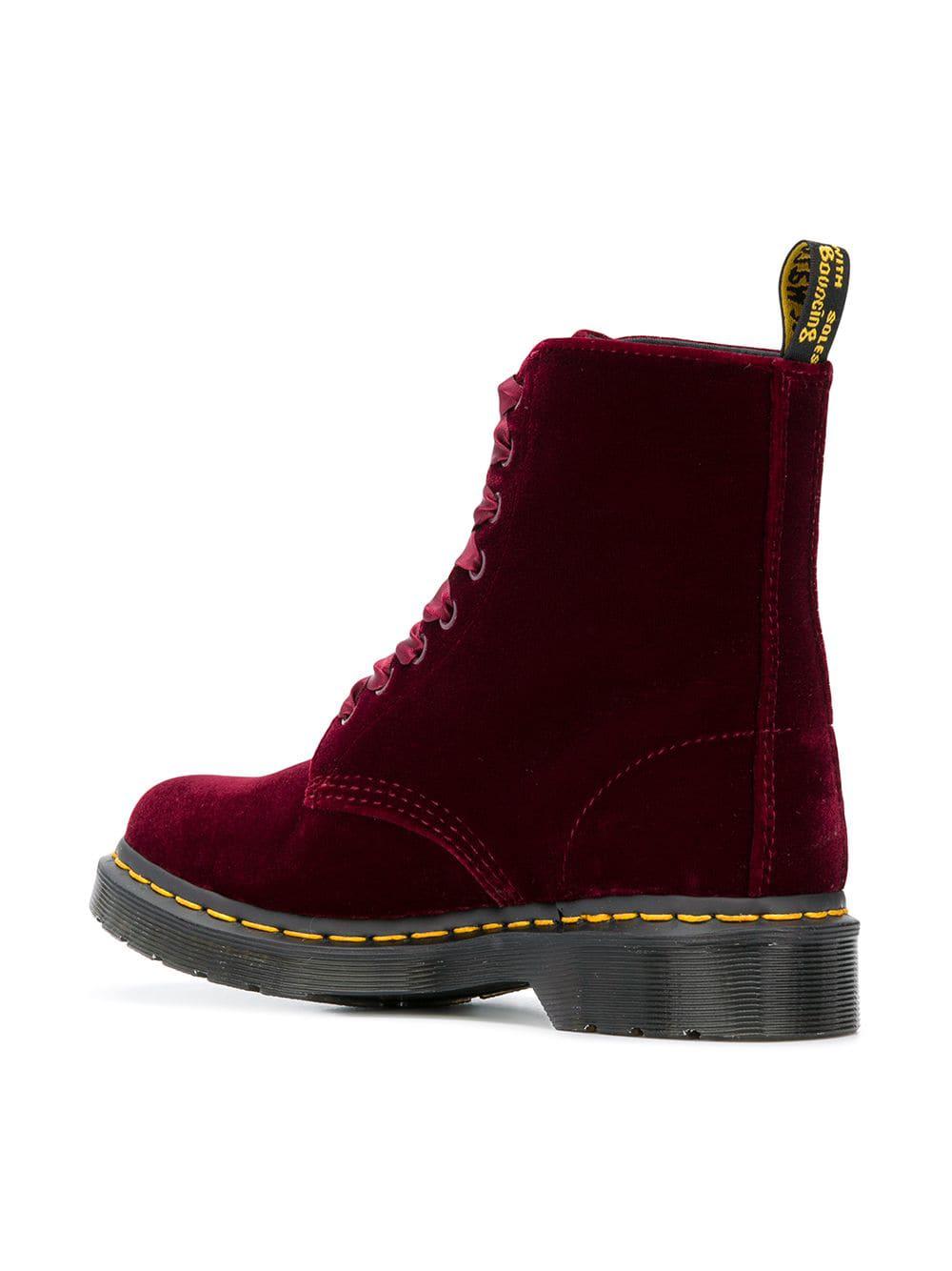 Dr. Martens Dark Red Velvet '1460 Pascal' Lace Up Boots - Lyst