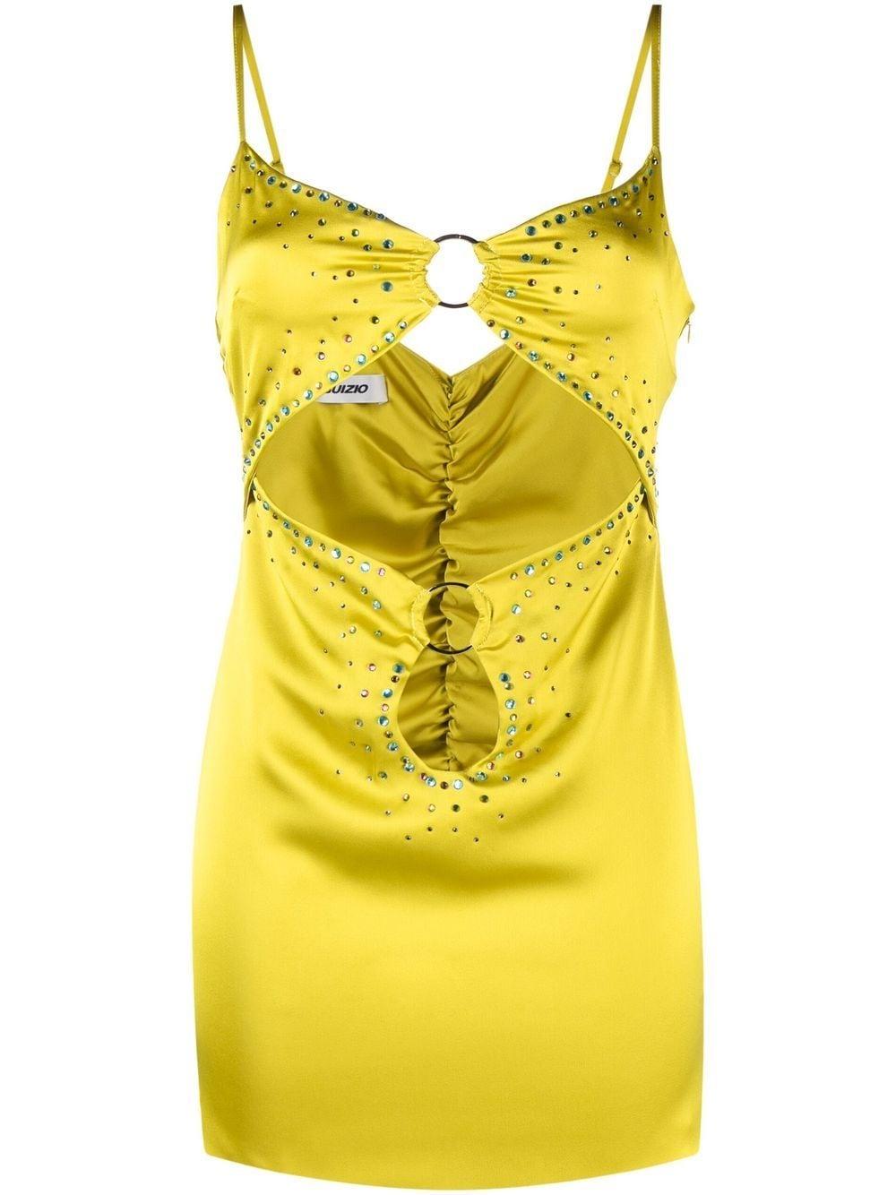 Danielle Guizio Sequin-embellished Cut-out Minidress in Yellow