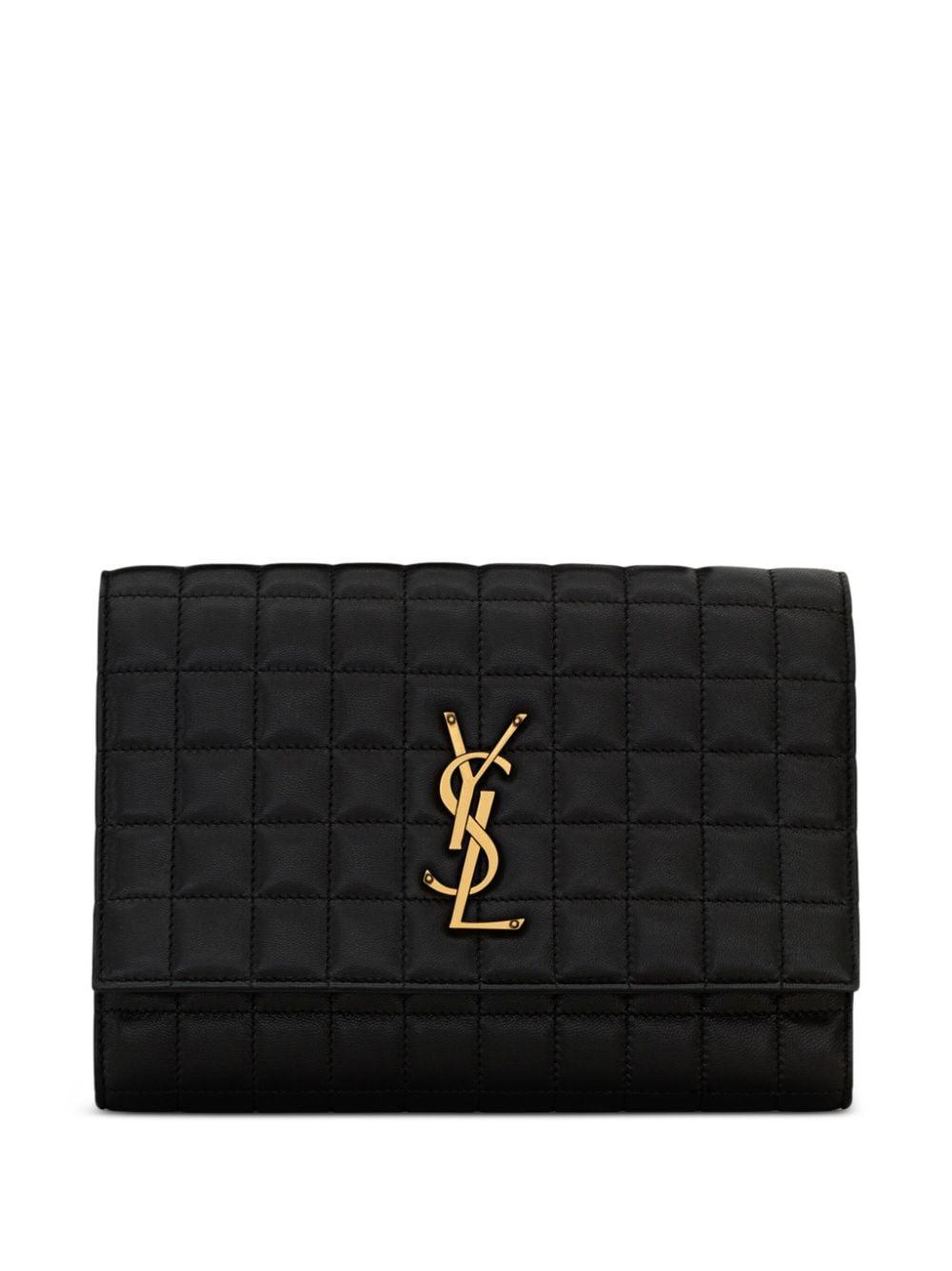 Saint Laurent Cassandre Quilted Clutch Bag in Black Lyst