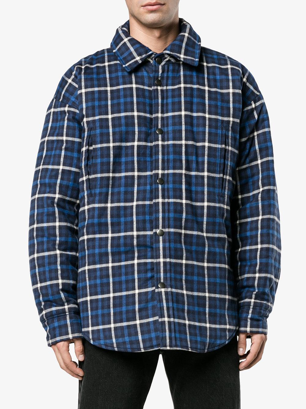 Balenciaga Plaid Shirt Jacket in Blue for Men Lyst Canada