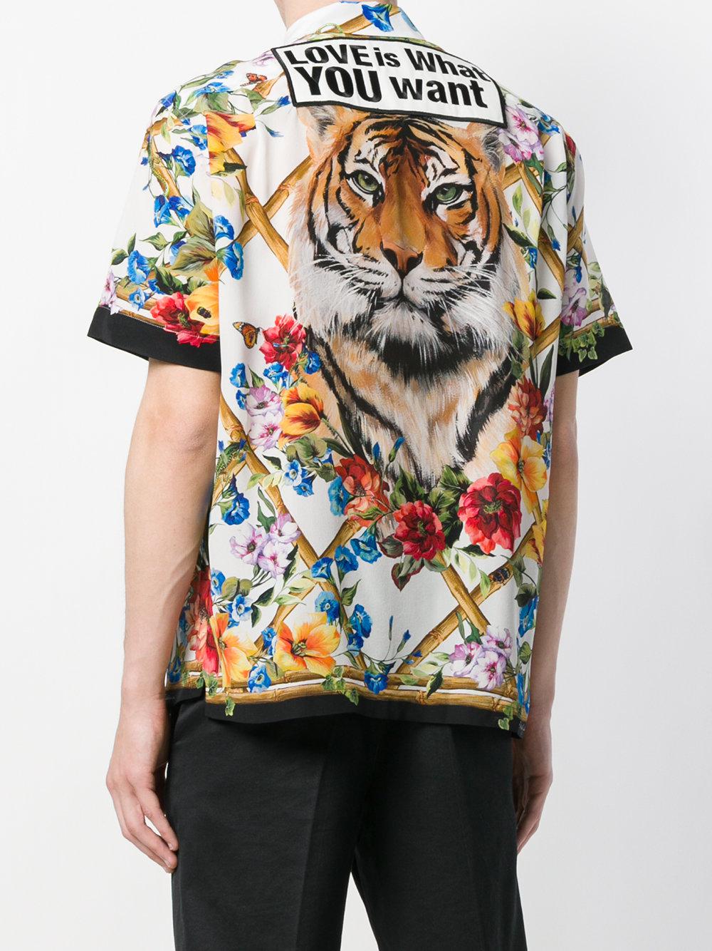 Dolce & Gabbana Tiger And Floral Print Shirt for Men